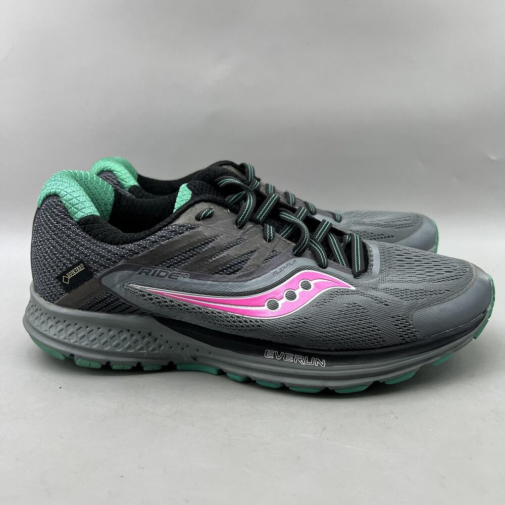Saucony Ride 10 Gore-Tex Running Shoes Women Size 8.5 B Gray Comfort Sneakers